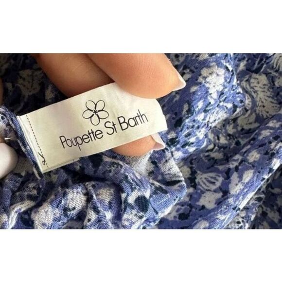 ✨POUPETTE ST BARTH Inka Ruffled Mini Sz Large Dress in Blue Apen✨ - Picture 13 of 14